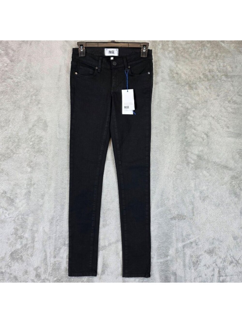 Paige Skyline Skinny Jeans Womens 23 Black Dark Wash Mid Rise Stretch Denim
